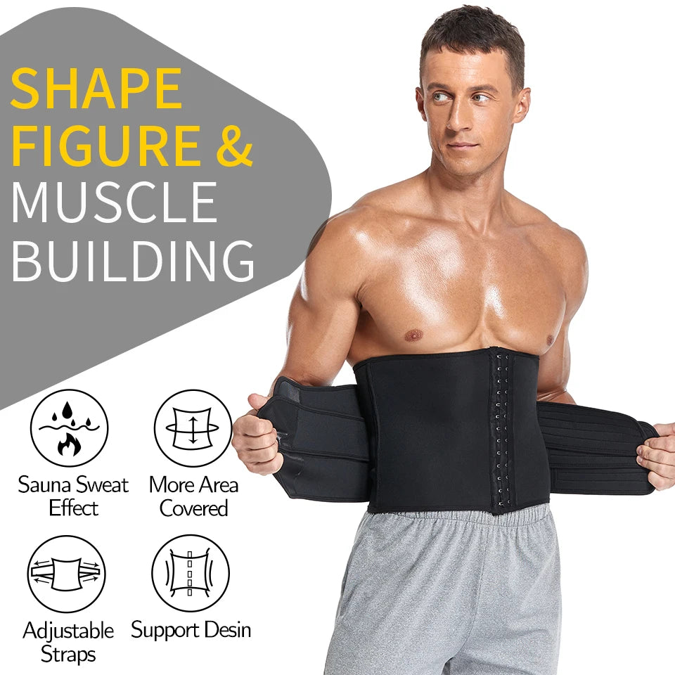 Men Waist Trainer Slimming Body Shaper Fitness Belt Weight Loss Fat Burning Sport Girdle Sweat Trimmer Workout Cincher Shapewear