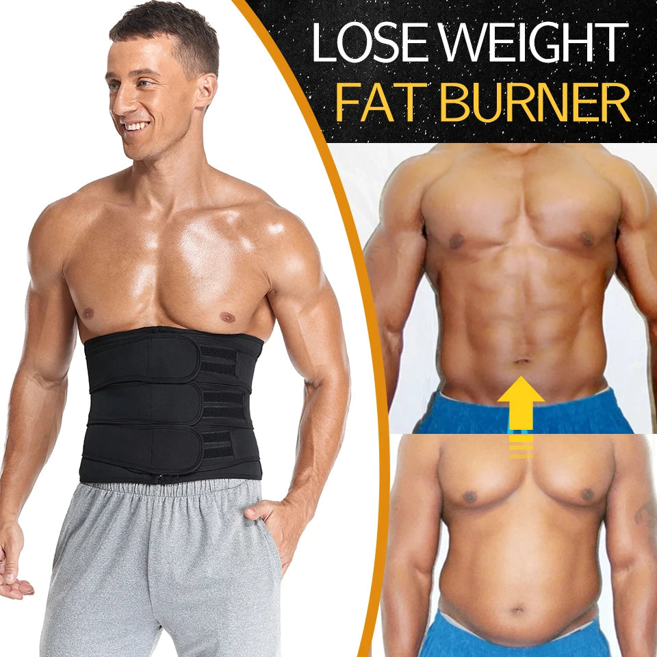 Men Waist Trainer Slimming Body Shaper Fitness Belt Weight Loss Fat Burning Sport Girdle Sweat Trimmer Workout Cincher Shapewear