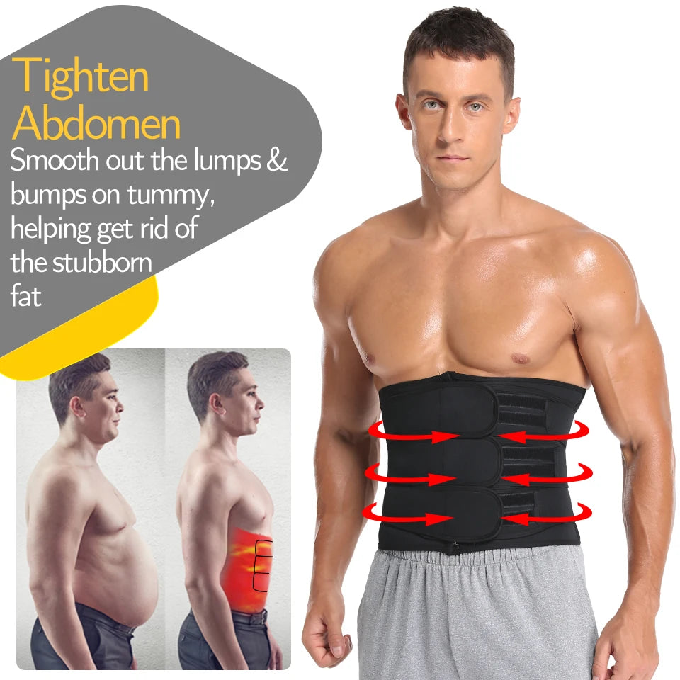 Men Waist Trainer Slimming Body Shaper Fitness Belt Weight Loss Fat Burning Sport Girdle Sweat Trimmer Workout Cincher Shapewear