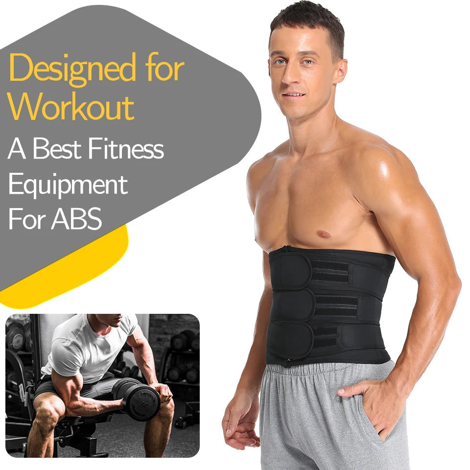 Men Waist Trainer Slimming Body Shaper Fitness Belt Weight Loss Fat Burning Sport Girdle Sweat Trimmer Workout Cincher Shapewear