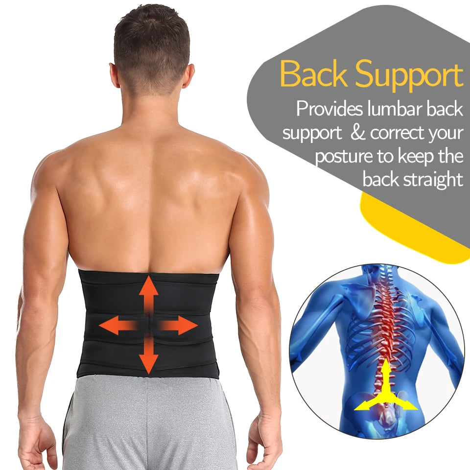 Men Waist Trainer Slimming Body Shaper Fitness Belt Weight Loss Fat Burning Sport Girdle Sweat Trimmer Workout Cincher Shapewear