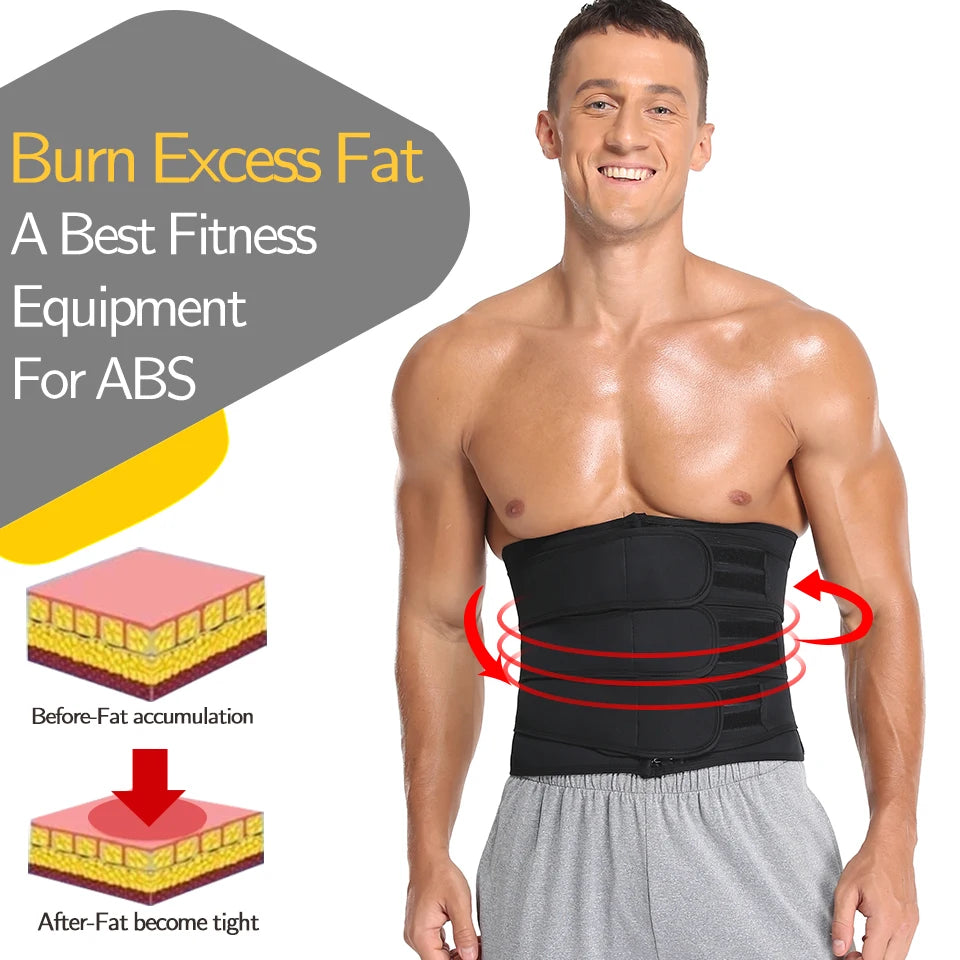 Men Waist Trainer Slimming Body Shaper Fitness Belt Weight Loss Fat Burning Sport Girdle Sweat Trimmer Workout Cincher Shapewear