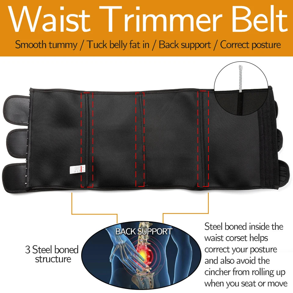 Men Waist Trainer Slimming Body Shaper Fitness Belt Weight Loss Fat Burning Sport Girdle Sweat Trimmer Workout Cincher Shapewear