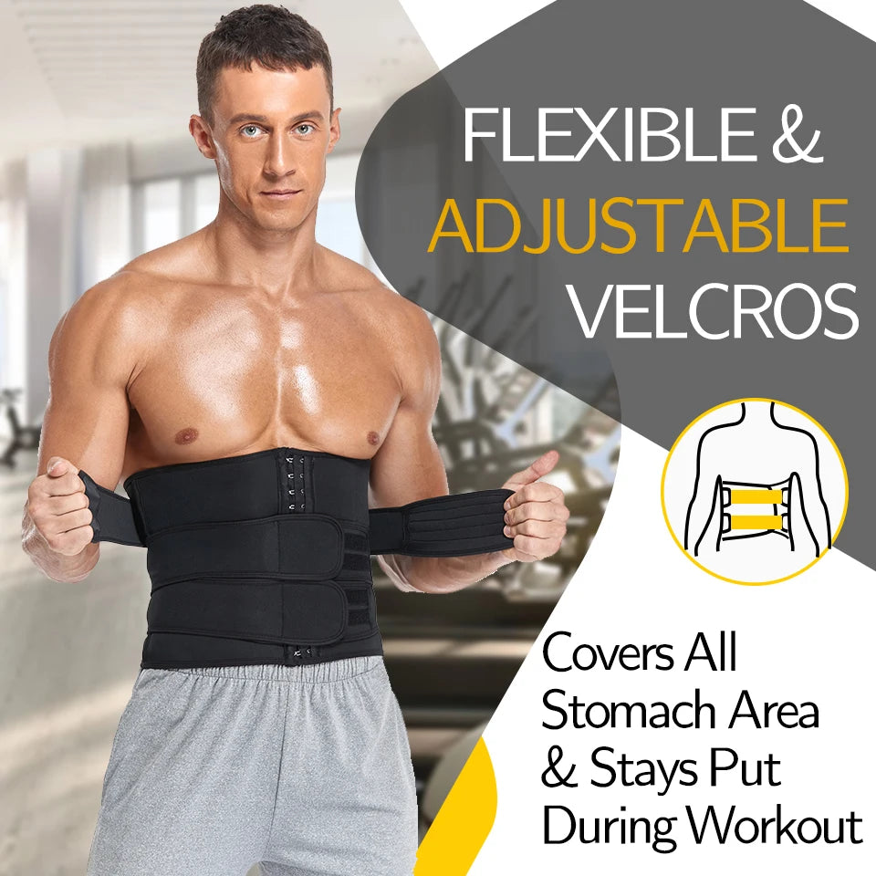 Men Waist Trainer Slimming Body Shaper Fitness Belt Weight Loss Fat Burning Sport Girdle Sweat Trimmer Workout Cincher Shapewear