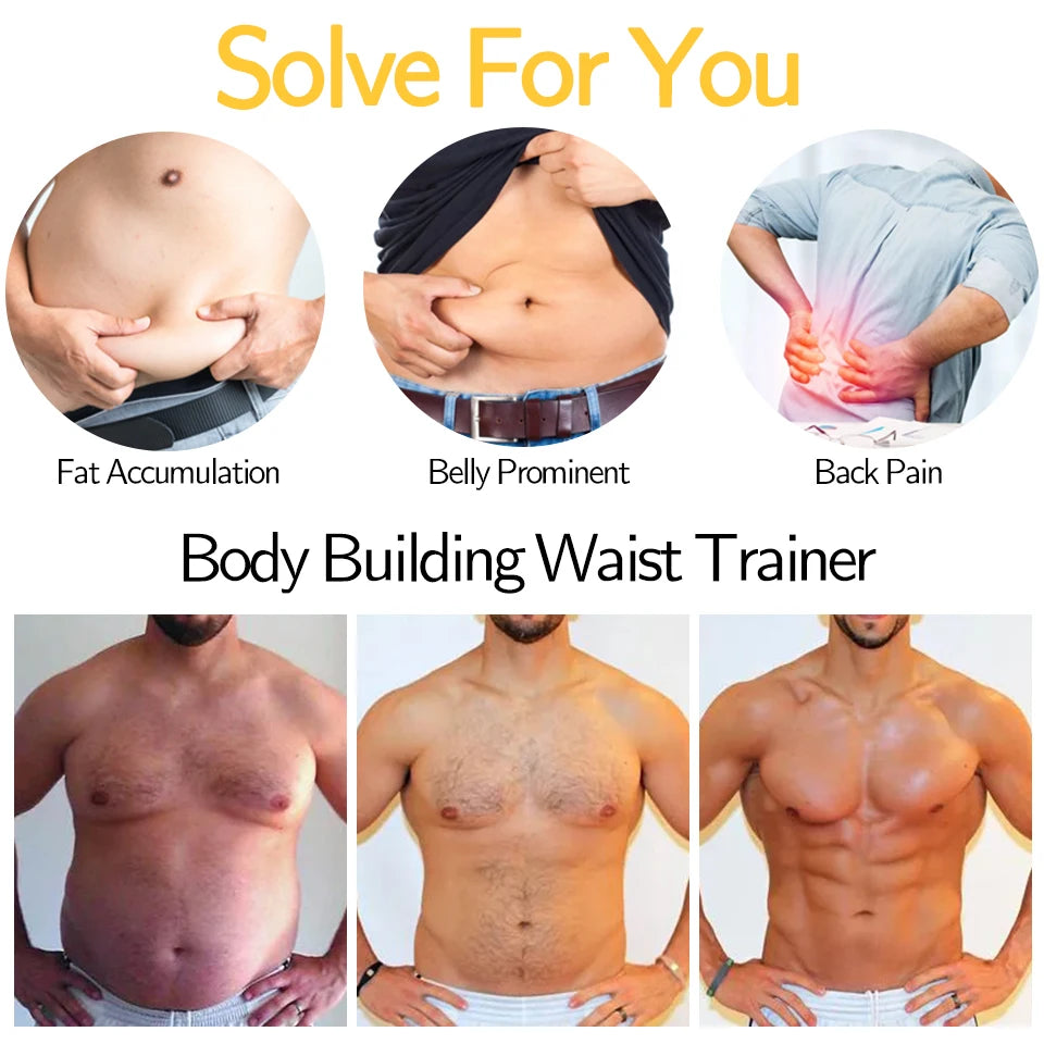 Men Waist Trainer Slimming Body Shaper Fitness Belt Weight Loss Fat Burning Sport Girdle Sweat Trimmer Workout Cincher Shapewear