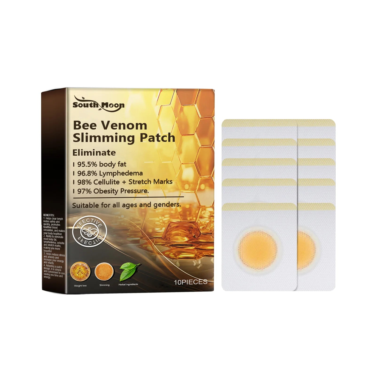 South Moon 10pcs Bee Venom Body Shaping Patch Belly Slimming Weight Loss Detox AbdominalRelieve Stress Muscle Tighten Patches