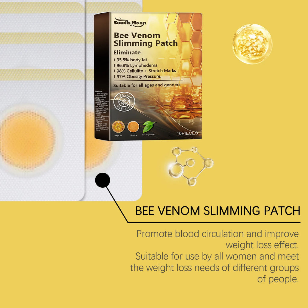 South Moon 10pcs Bee Venom Body Shaping Patch Belly Slimming Weight Loss Detox AbdominalRelieve Stress Muscle Tighten Patches