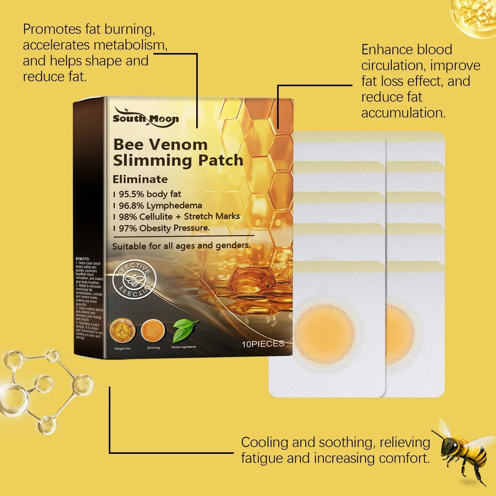 South Moon 10pcs Bee Venom Body Shaping Patch Belly Slimming Weight Loss Detox AbdominalRelieve Stress Muscle Tighten Patches