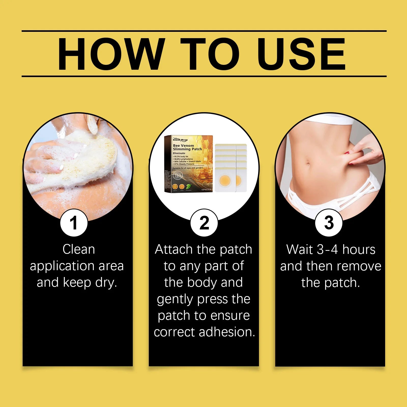 South Moon 10pcs Bee Venom Body Shaping Patch Belly Slimming Weight Loss Detox AbdominalRelieve Stress Muscle Tighten Patches