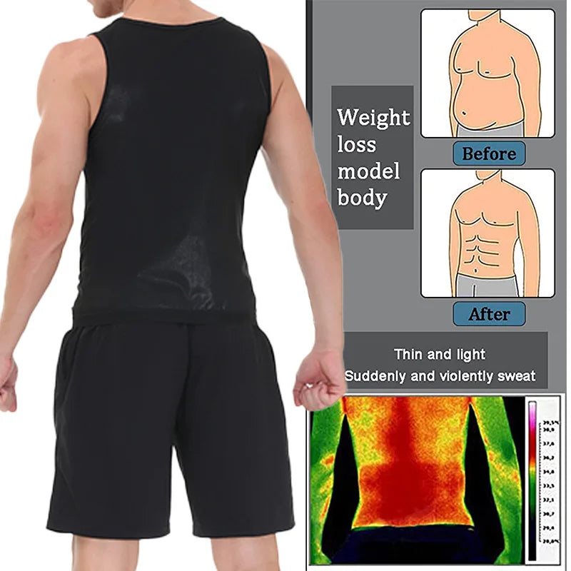 Pop Closets Sauna Shirt for Men Sweat Suit Short Sleeve Compression T-Shirt Weight Loss Body Shaper Shirts for Workout Sports