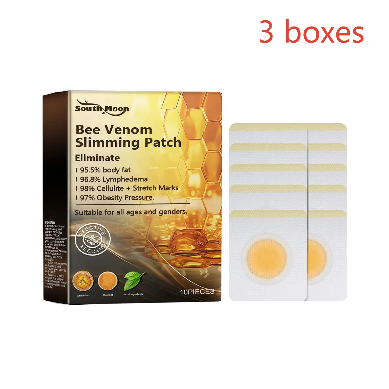 South Moon 10pcs Bee Venom Body Shaping Patch Belly Slimming Weight Loss Detox AbdominalRelieve Stress Muscle Tighten Patches