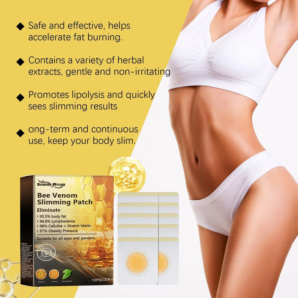 South Moon 10pcs Bee Venom Body Shaping Patch Belly Slimming Weight Loss Detox AbdominalRelieve Stress Muscle Tighten Patches